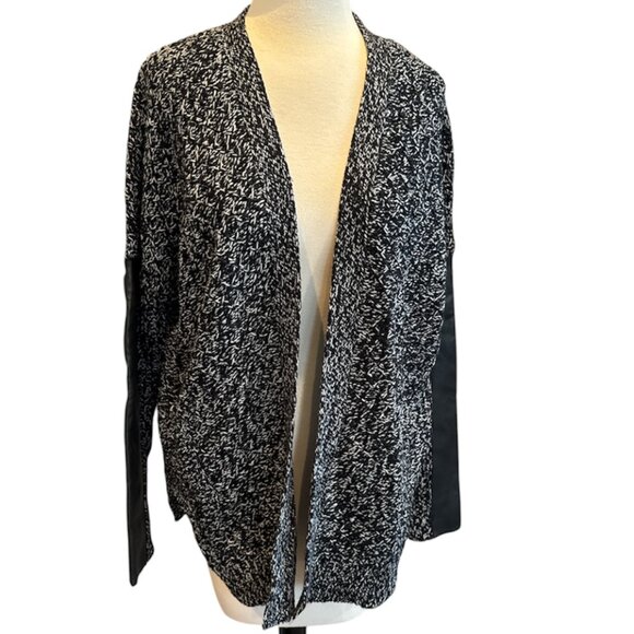 NEW RD Style Partial Faux Leather Sleeves Cardigan Sweater - Picture 1 of 8